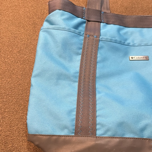 Columbia teal blue and grey Canvas Tote Shoulder Bag (TD) - Picture 4 of 9